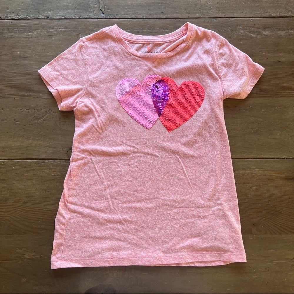 Crewcuts double heart sequin tee shirt XL 12-14